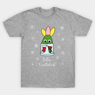 Feliz Cactidad - Hybrid Cactus In Christmas Themed Pot T-Shirt